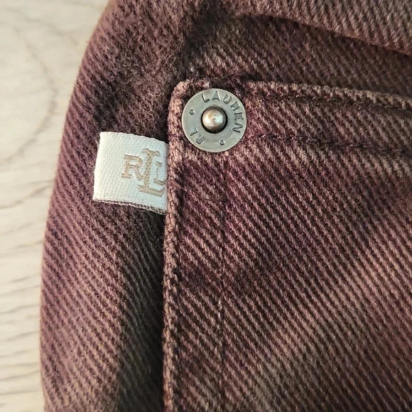 🛍Lauren‎ Ralph Lauren Brown Straight Leg 5 Pocket Casual Denim Jeans Womens 6 - Picture 9 of 11
